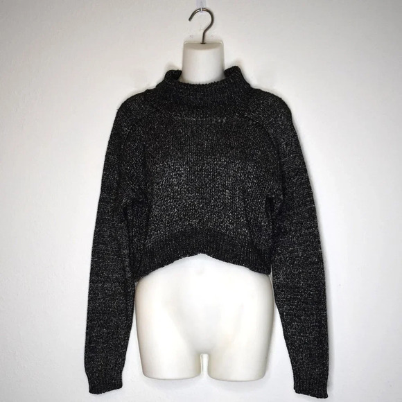 Zara Knit Sz S Turtleneck Cable Pullover Sweater Cropped Minimalist 100% Cotton - Picture 1 of 12
